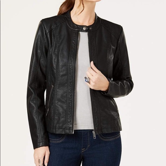 style and co faux leather moto jacket